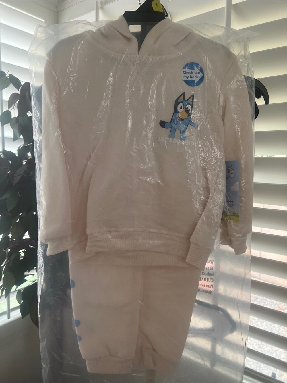 3T Kids Light Pink Hoodie + Jogger Set with Bluey Patch